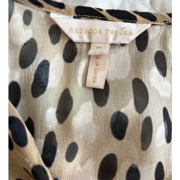 Rebecca Taylor Silk Blend Golden Ombre Leopard Print Blouse Medium - Picture 3 of 7